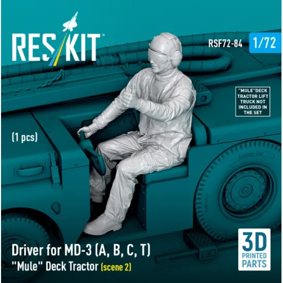 Reskit Rsf72-0084 1/72 Driver For Md-3 A B C T Mule Deck Tractor Scene 2 1 Pcs 3d Printed