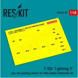 Reskit Rsm48-0025 1/48 F-35a Lightning 2 Pre-cut Painting Masks For Kitty Hawk/Zimimodel Kit