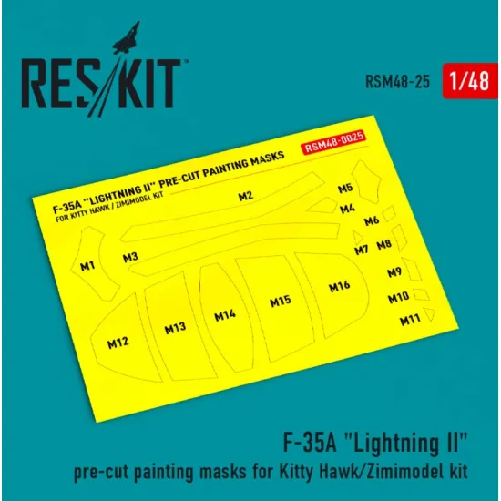 Reskit Rsm48-0025 1/48 F-35a Lightning 2 Pre-cut Painting Masks For Kitty Hawk/Zimimodel Kit