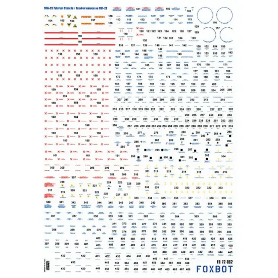 Foxbot 72-062 1/72 Decals Stencils For Mikoyan Mig-29 9-12 9-13 9-51