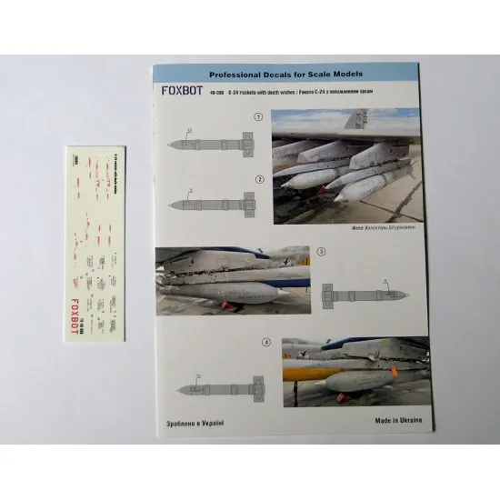 Foxbot 48-088 1/48 Decals Stencils For S-24 Rockets With Death Wishes Ukrainian Air Forces