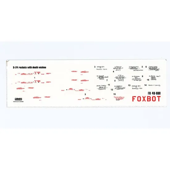 Foxbot 48-088 1/48 Decals Stencils For S-24 Rockets With Death Wishes Ukrainian Air Forces