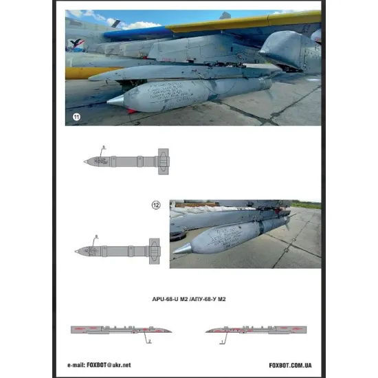 Foxbot 48-088 1/48 Decals Stencils For S-24 Rockets With Death Wishes Ukrainian Air Forces