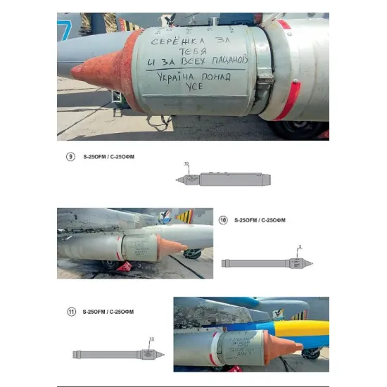 Foxbot 32-038 1/32 Decals Stencils For S-25 Rockets With Death Wishes Ukrainian Air Forces