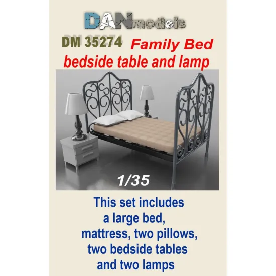 Dan Models 35274 1/35 Family Bed Bedside Table And Lamp Accessories Kit