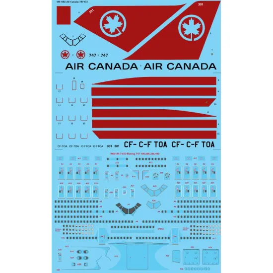 26decals 144-1102 1/144 Air Canada Delivery Boeing 747-133 Laser Decal