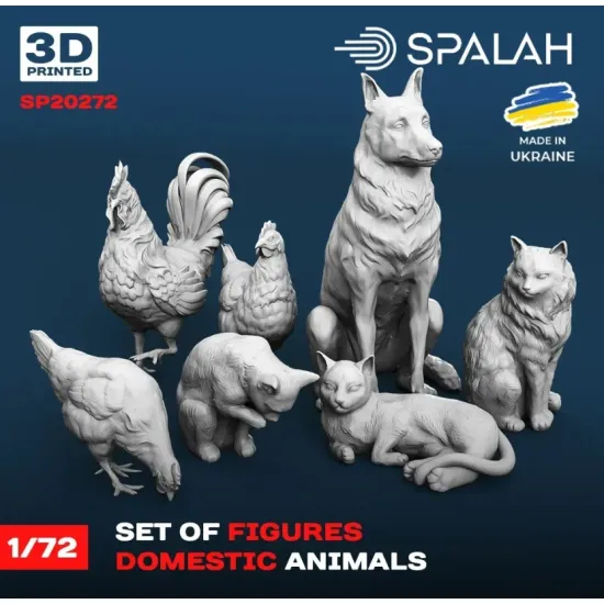 Spalah 20272 1/72 Set Of Figures Domestic Animals Resin Model Kit
