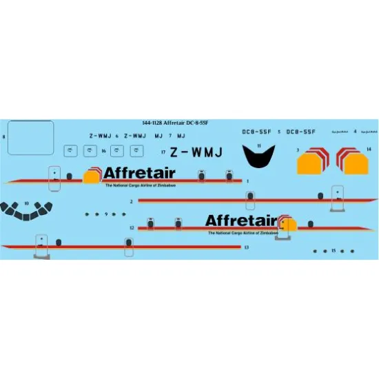 26decals 144-1128 1/144 Affretair Douglas Dc-8-55f Laser Decal