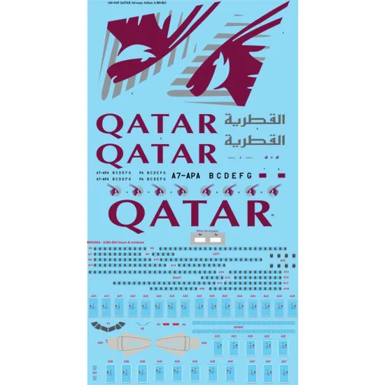 26decals 144-1145 1/144 Qatar Airbus A380-861 Laser Decal