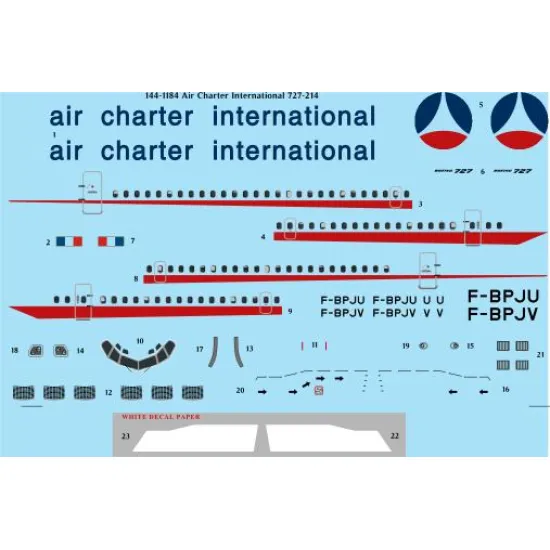 26decals 144-1184 1/144 Air Charter International Delivery Boeing 727-200 Laser Decal