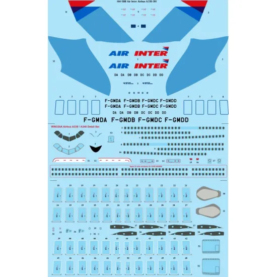 26decals 144-1188 1/144 Air Inter Airbus A330-300 Laser Decal