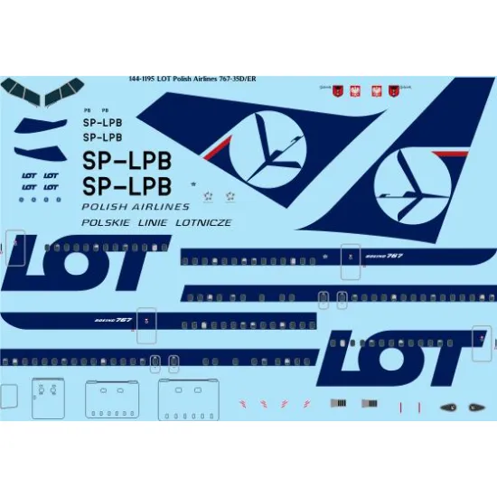 26decals 144-1195 1/144 Lot Polish Airlines Boeing 767-300 Laser Decal