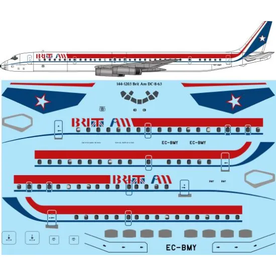 26decals 144-1203 1/144 Brit Am Douglas Dc-8-63 Laser Decal