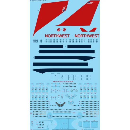 26decals 144-1210 1/144 Northwest Boeing 747-400 Laser Decal