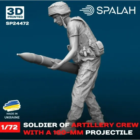 Spalah 24472 1/72 Figure Soldier Of Artillery Crew With A 100-mm Projectile Resin Model Kit