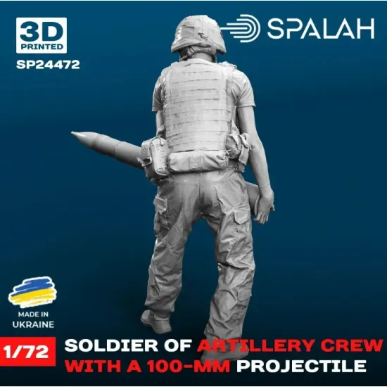 Spalah 24472 1/72 Figure Soldier Of Artillery Crew With A 100-mm Projectile Resin Model Kit