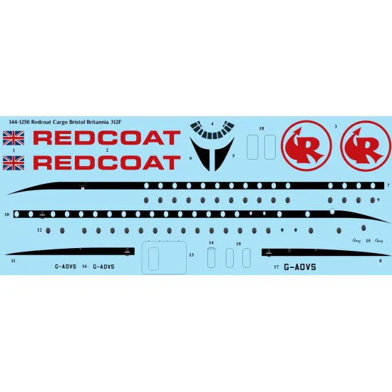 26decals 144-1250 1/144 Redcoat Cargo Bristol Britannia 312f Laser Decal