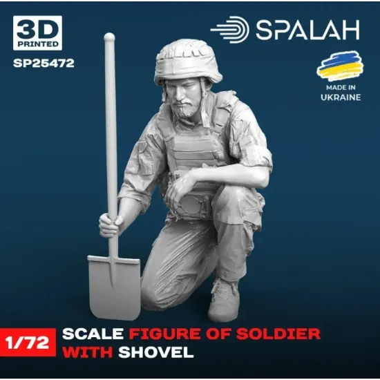 Spalah 25472 1/72 Figure Soldier With A Shovel Resin Model Kit