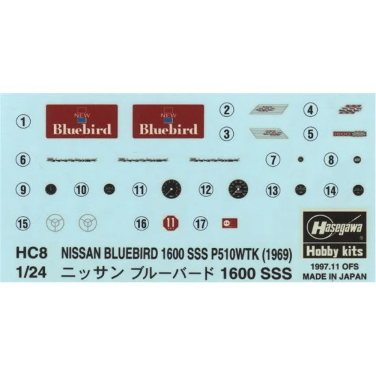 Bluebird 1600 Sss 1969 1/24 Hasegawa 21208