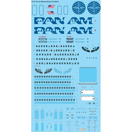 26decals 72-228 1/72 Pan Am Billboard Boeing 737-200 For Bpk Kit Laser Decal
