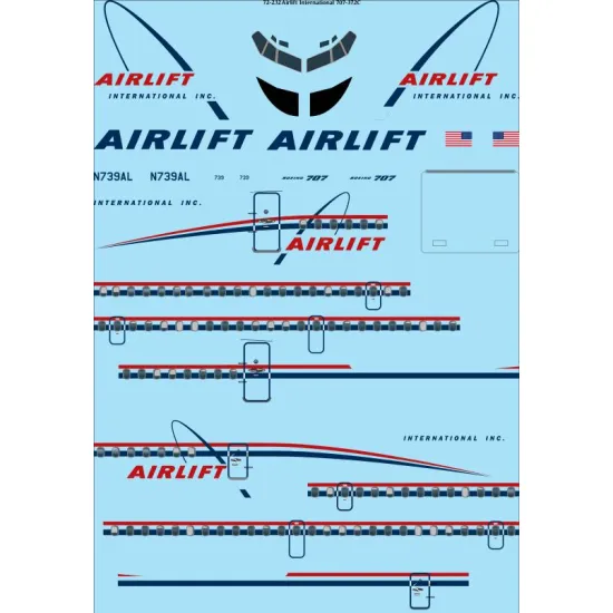 26decals 72-232 1/72 Airlift Boeing 707-372c Laser Decal