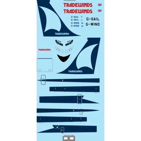 26decals 72-233 1/72 Tradewinds Uk Boeing 707-323c Laser Decal