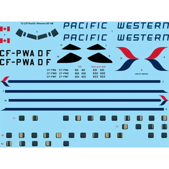 26decals 72-235 1/72 Pacific Western Douglas Dc-b Laser Decal