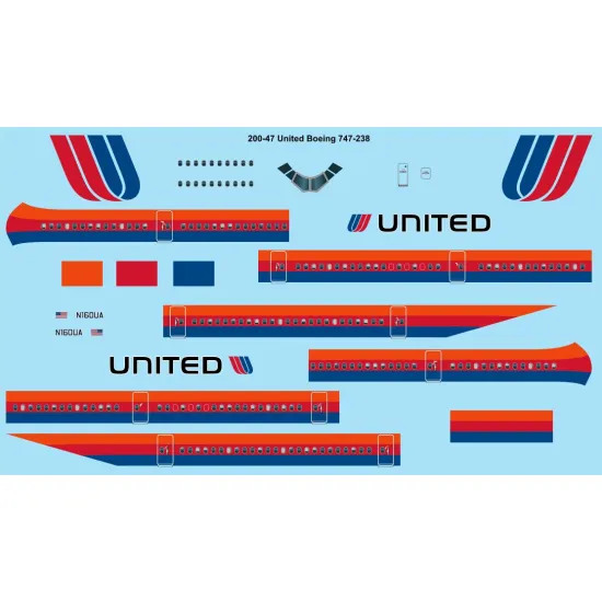 26decals 200-47 1/200 United Saul Bass Boeing 747-200 Laser Decal