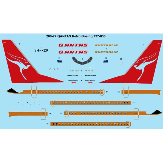 26decals 200-77 1/200 Qantas Retro Boeing 737-800 Laser Decal