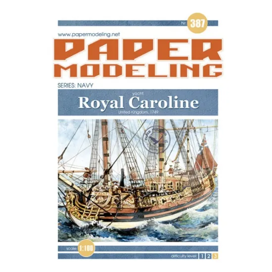 Orel387 1/100 Yacht Royal Caroline Great Britain 1749 Series Navy Paper Model Kit