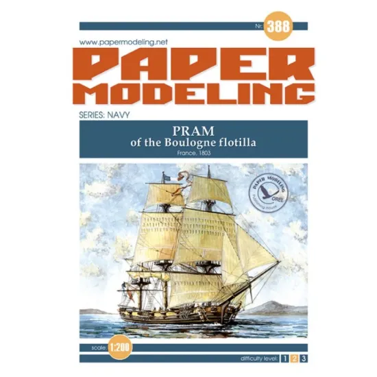 Orel388 1/200 Flat-bottomed Vessel Of The Boulogne Flotilla France 1803 Series Navy Paper Model Kit