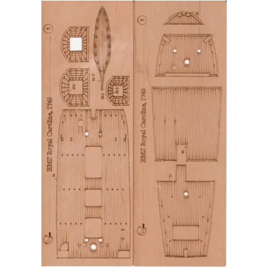 Orel387/3 1/100 Wooden Decks For Paper Model Hms Royal Caroline