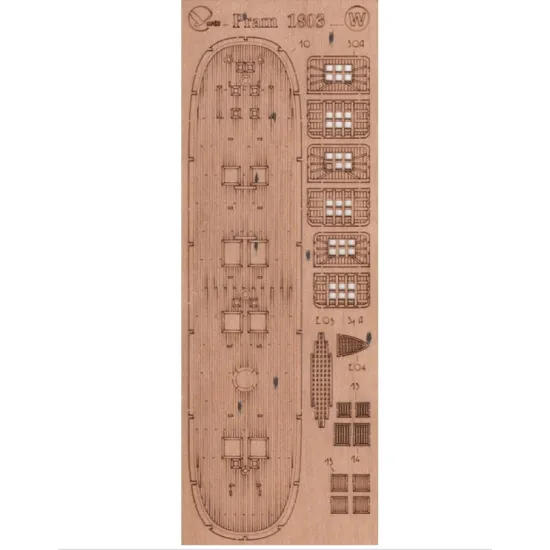 Orel388/3 1/200 Wooden Decks For Paper Model Flat-bottomed Vessel Of The Boulogne Flotilla