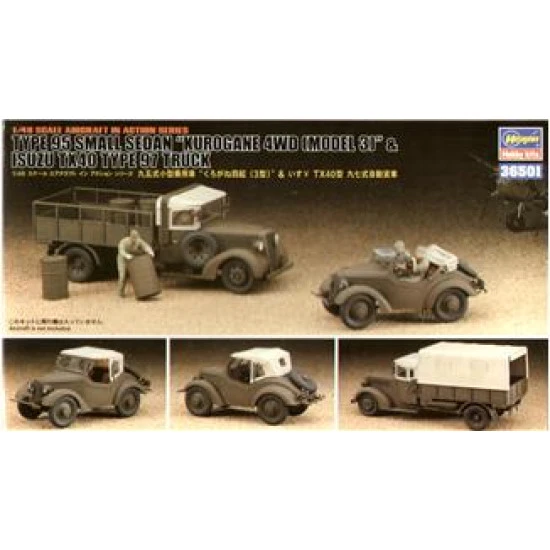 Type 95 Small Sedan Kurogane 4WD Model 3 & Isuzu TX40 1/48 Hasegawa 36501