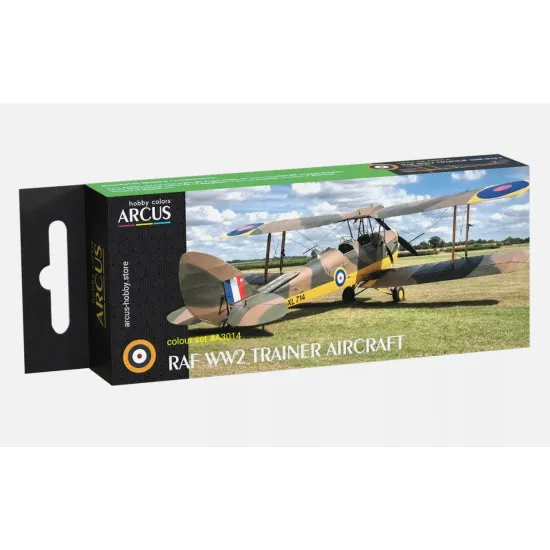 Arcus A3014 Acrylic Paints Set Raf Ww2 Trainer Aircraft 6 Colors In Set 10ml