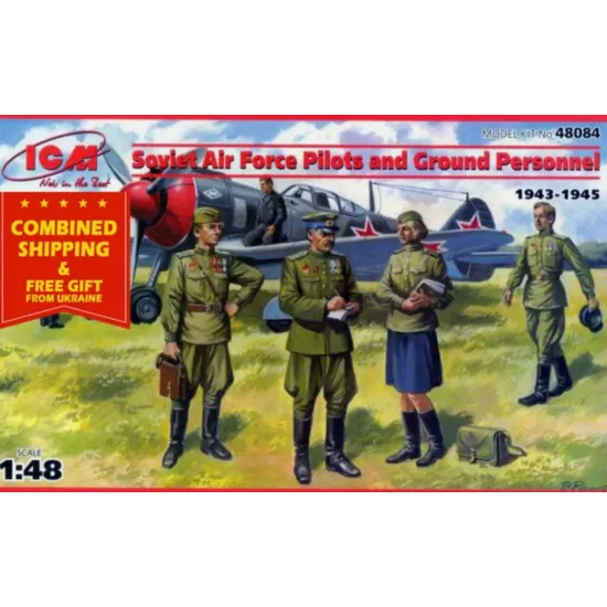 Icm 48084 1/48 Soviet Air Force Pilots And Ground Personnel Plastic Model