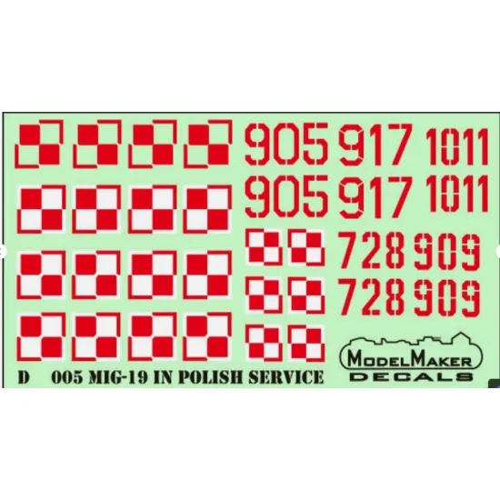 Modelmaker D144005 1/144 Mig-19 In Polish Service Aircraft Decal