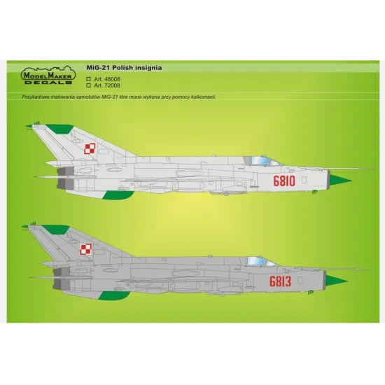 Modelmaker D144008 1/144 Mig-21 Polish Insignia Aircraft Decal