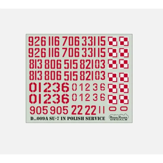 Modelmaker 1/72 D72009a Su-7 In Polish Service Aircraft Decal