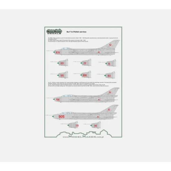 Modelmaker 1/72 D72009a Su-7 In Polish Service Aircraft Decal