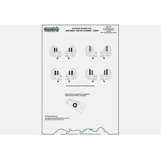 Modelmaker Im72703 1/72 Mask Decal Hawker Hurricane Roundels Fin Flashes Early