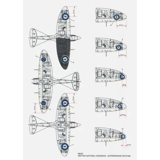 Techmod 48035 1/48 British National Insignias - Supermarine Spitfire Wet Decal