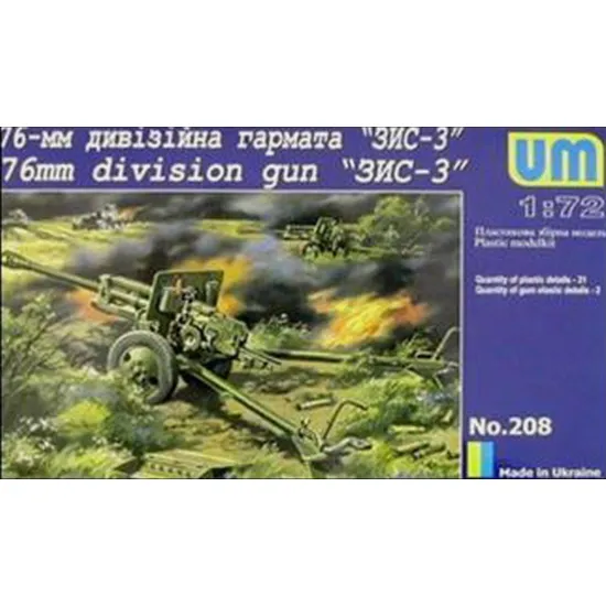 Unimodel 208 1/72 Zis-3 76mm Soviet Anti-tank Gun Red Army Ww Ii Um 208