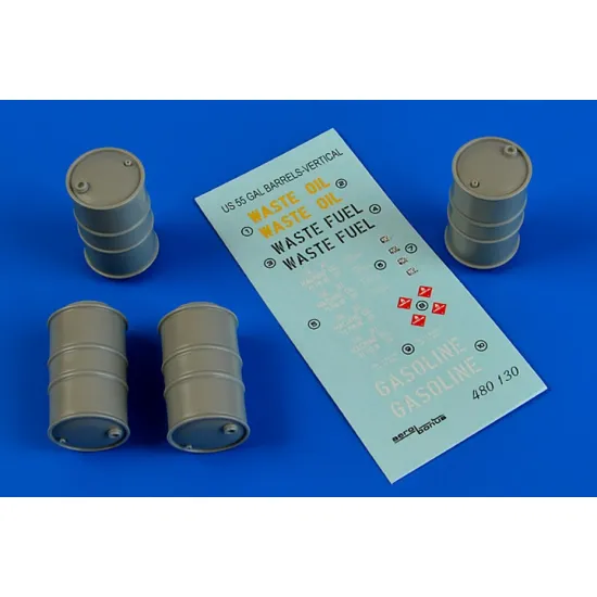 Aerobonus 480130 1/48 Us 55 Gallon Barrels Vertical Position Resin Kit