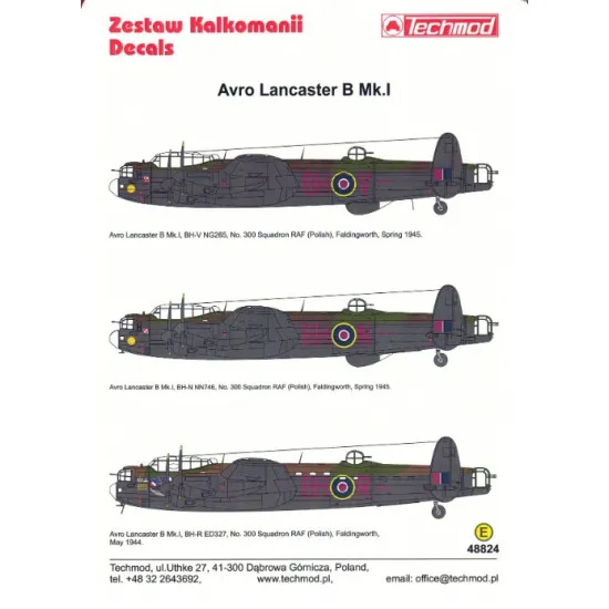 Techmod 48824 1/48 Avro Lancaster B Mk I Decal For Aircraft