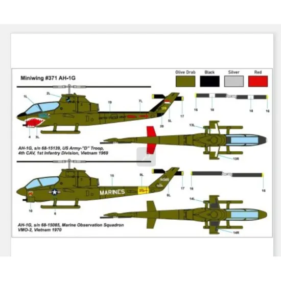 Miniwing 371 1/144 Bell Ah-1g Cobra In Vietnam War Plastic Model Kit