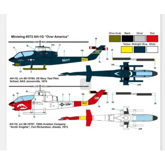 Miniwing 372 1/144 Bell Ah-1g Cobra Over America Plastic Model Kit