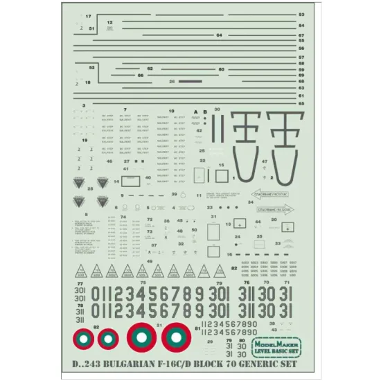 Model Maker D48243 1/48 Bulgarian F-16c/D Block 70 Generic Set