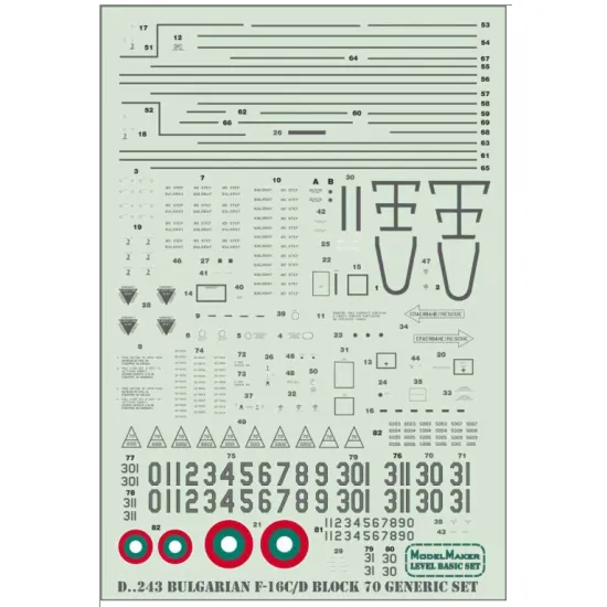 Model Maker D72243 1/72 Bulgarian F-16c/D Block 70 Generic Set