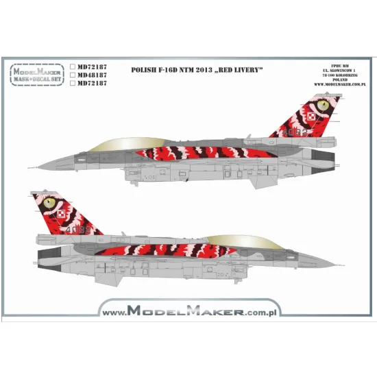 Model Maker Md48187 1/48 Polish F-16d Ntm 2013 Red Livery